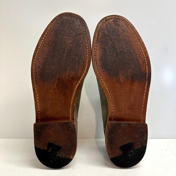 EXCELLENT Rancourt & Co. x Helm Benson Derby Suede Gray /. Olive Green Plain 9.5 - Picture 11 of 13